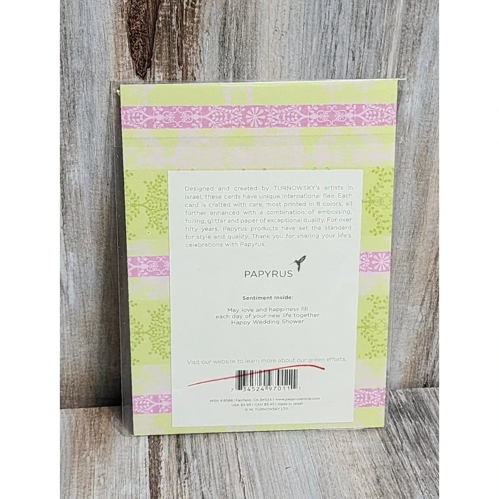 Papyrus RARE Turnowsky Wedding Shower Card Foiled Gold Trimmed Floral Boquet